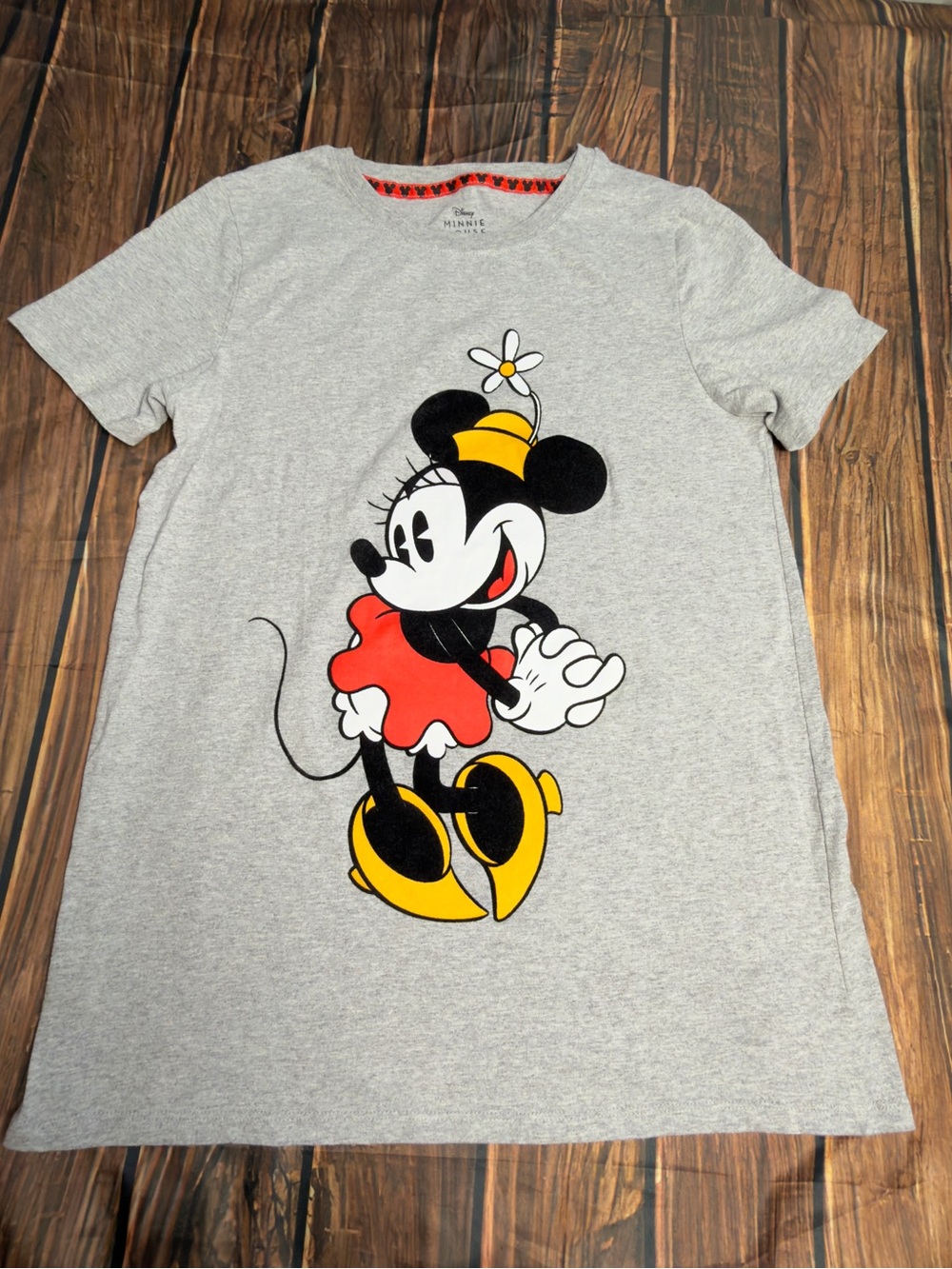 Disney Grey Kids Tee with Classic Minnie Mouse Graphic in Red & Yellow